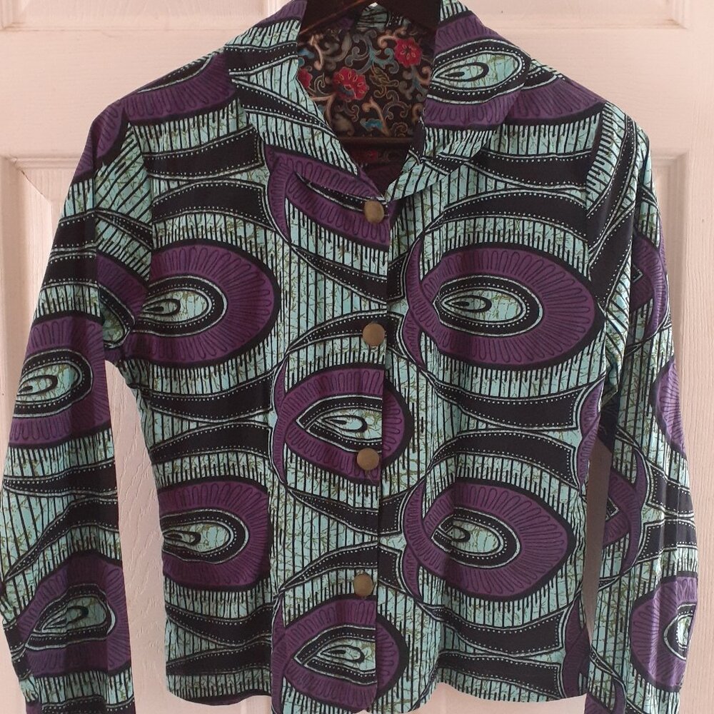 Handmade Vintage Whimsical Patterned Jacket Size Small